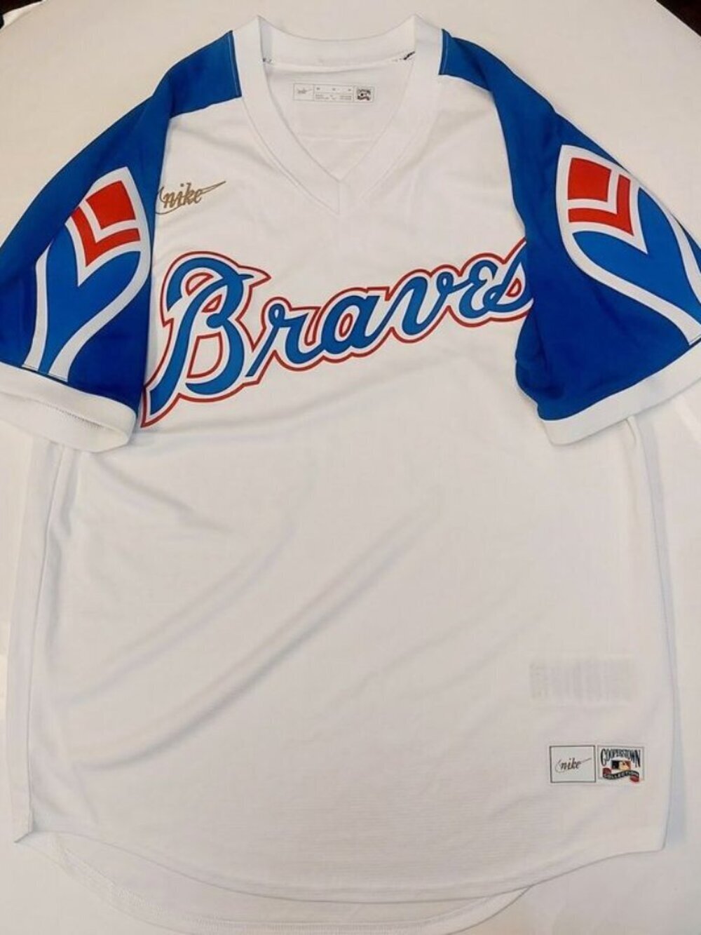 Nike Mens Size M Atlanta Braves Home Jersey Cooperstown Collection White Blank
